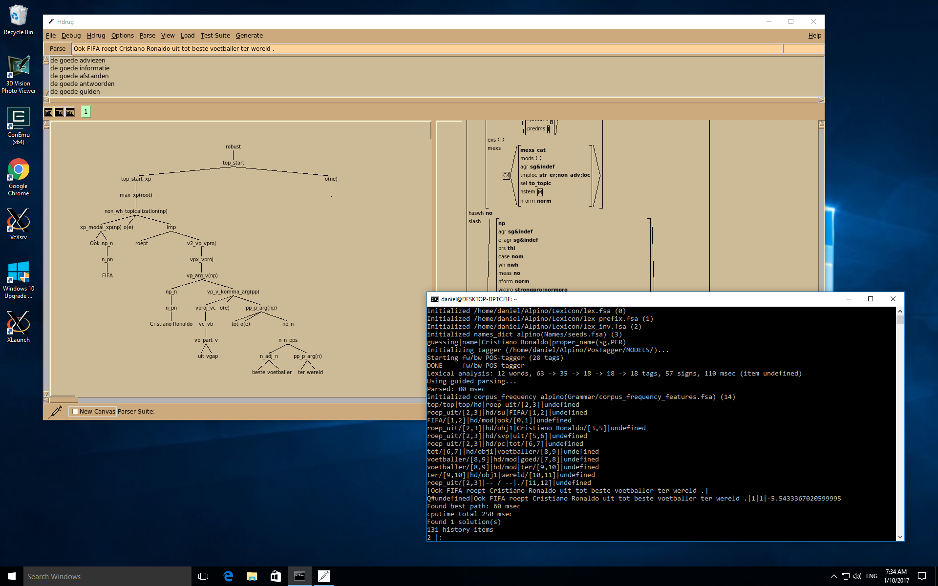 Opening a corpus in Dact