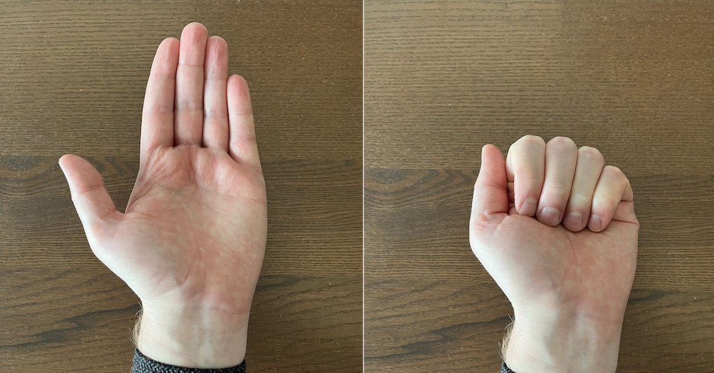 Hands relaxed and clenched